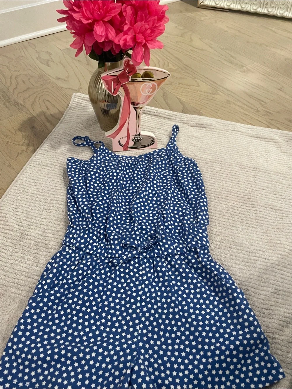 Cat & Jack Blue and White Star Print Girls Romper